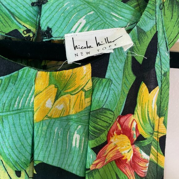 Nicole Miller Palm Print Linen Sleeveless Top - Picture 4 of 7